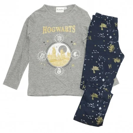 Harry Potter Βαμβακερή πιτζάμα για κορίτσια (EV2037 Grey) - Χειμωνιάτικες / εποχιακές πιτζάμες