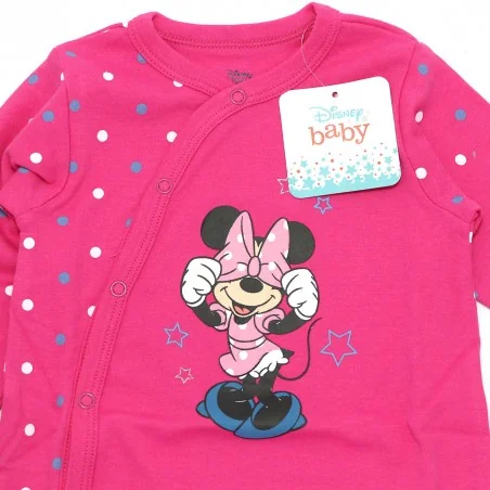 Disney Baby Minnie Mouse Βρεφικό Βαμβακερό Φορμάκι με Κλειστά Πατουσάκια - Φούξια (DIS MF 51 05 1010 Fux)