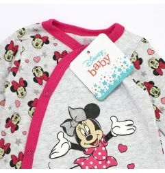 Βρεφικό Ολόσωμο Φορμάκι Disney Baby Minnie Mouse "Happy Minnie" – Γκρι Μελανζέ με Φούξια Λεπτομέρειες (DIS MF 51 05 9951)