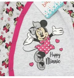 Βρεφικό Ολόσωμο Φορμάκι Disney Baby Minnie Mouse "Happy Minnie" – Γκρι Μελανζέ με Φούξια Λεπτομέρειες (DIS MF 51 05 9951) - Φ...