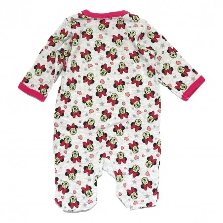 Βρεφικό Ολόσωμο Φορμάκι Disney Baby Minnie Mouse "Happy Minnie" – Γκρι Μελανζέ με Φούξια Λεπτομέρειες (DIS MF 51 05 9951)