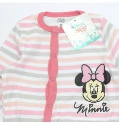 Βρεφικό Ολόσωμο Φορμάκι Disney Baby Minnie Mouse – Ριγέ Ροζ/Γκρι με 3D Φιόγκους (DIS MF 51 05 9656 pink)