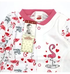 Βρεφικό Βαμβακερό Φορμάκι Makoma "Pink & Love" Flamingo – Χωρίς Ποδαράκι (02211BS)