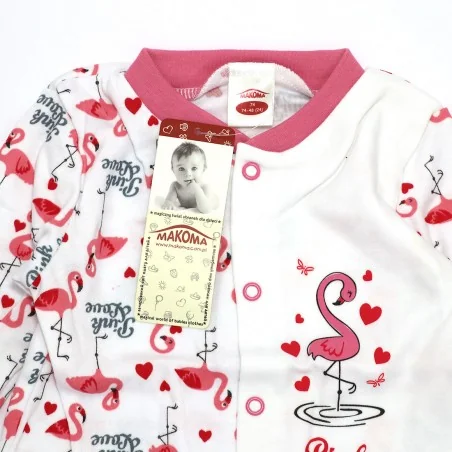 Βρεφικό Βαμβακερό Φορμάκι Makoma "Pink & Love" Flamingo – Χωρίς Ποδαράκι (02211BS)