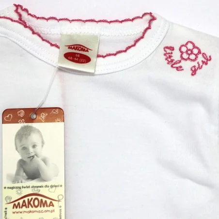 Βρεφικό Μπλουζάκι Φάκελος Makoma "Little Girl" – 100% Cotton Soft Touch (Λευκό/Φούξια) (00107)