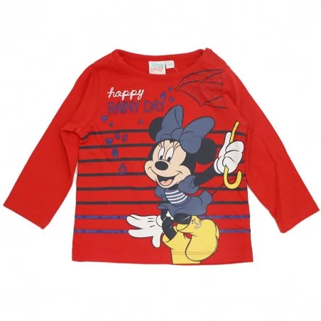 Disney Baby Minnie Mouse Βρεφικό Μπλουζάκι - "Happy Rainy Day" Red (VH0018 red) - Μπλουζάκια Μακρυμάνικα (μακό)