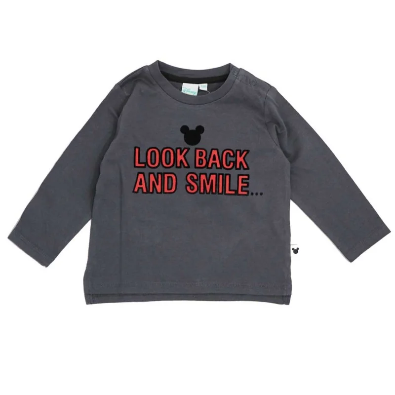 Disney Baby Mickey Mouse: Βρεφικό Βαμβακερό Μπλουζάκι "Look Back and Smile" - Ανθρακί (HS0026) Disney Baby Mickey Mouse: Βρεφικό Βαμβακερό Μπλουζάκι "Look Back and Smile" - Ανθρακί (HS0026)