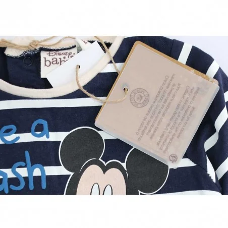 Disney Baby Mickey Mouse "Make a Splash" – Βρεφικό Βαμβακερό Μακρυμάνικο Μπλουζάκι (100% Cotton) - Navy (UE0035navy)