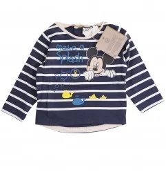 Disney Baby Mickey Mouse "Make a Splash" – Βρεφικό Βαμβακερό Μακρυμάνικο Μπλουζάκι (100% Cotton) - Navy (UE0035navy) - Μπλούζ...