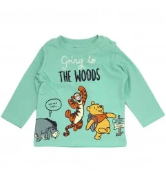 Disney Baby Winnie the Pooh "Going to the Woods" – Βρεφικό Βαμβακερό Μακρυμάνικο Μπλουζάκι (100% Cotton) (VH0023 mint) - Μπλο...