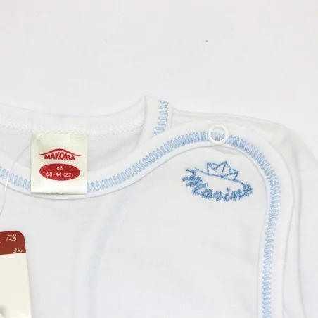 Βρεφικό Μπλουζάκι Φάκελος Makoma "Marine" – 100% Cotton Soft Touch (Λευκό/Γαλάζιο) (00107)