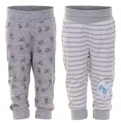 Disney Baby Winnie the Pooh – Σετ 2 Βρεφικά Παντελόνια Φόρμας (Γκρι & Ριγέ Λευκό) (1039 Boy) - Παντελόνια - Φόρμες
