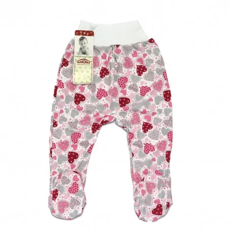 Makoma Βρεφικό Παντελόνι Με Κλειστό Ποδαράκι Pink Heart (0803)