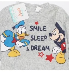 Βρεφικό Βελούδινο Φορμάκι Disney Baby Mickey Mouse & Donald Duck "Smile, Sleep & Dream" - Γκρι Μελανζέ (HU0306 Grey) - Φορμάκ...