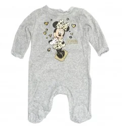 Βρεφικό Βελούδινο Φορμάκι Disney Baby Minnie Mouse - Γκρι Μελανζέ με Leopard Σχέδιο (HU0303 Grey) - Φορμάκια χειμωνιάτικα (βε...