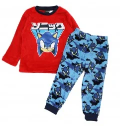 Sonic Πιτζάμα Για Αγόρια Fleece Coral (HW2153 red) - Χειμωνιάτικες / εποχιακές πιτζάμες