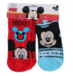 Disney Mickey Mouse Παιδικές χνουδωτές Αντιολισθητικές κάλτσες σετ 2 (HS0748) - Κάλτσες χειμωνιάτικες - αντιολισθητικές αγόρι