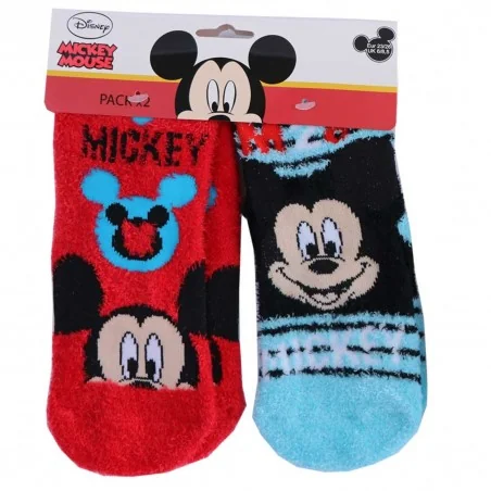 Disney Mickey Mouse Παιδικές χνουδωτές Αντιολισθητικές κάλτσες σετ 2 (HS0748) - Κάλτσες χειμωνιάτικες - αντιολισθητικές αγόρι