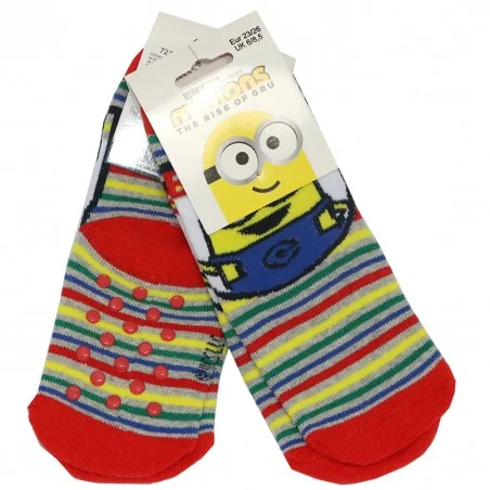 Minions Παιδικές Αντιολισθητικές Κάλτσες πετσετέ (VH0626 red) - Κάλτσες χειμωνιάτικες - αντιολισθητικές αγόρι