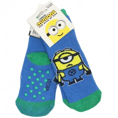 Minions Παιδικές Αντιολισθητικές Κάλτσες πετσετέ (VH0626 blue) - Κάλτσες χειμωνιάτικες - αντιολισθητικές αγόρι