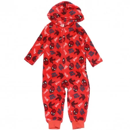 Marvel Spiderman ολόσωμη πιτζάμα fleece coral για αγόρια (HW2158 red) - Ολόσωμες Πιτζάμες