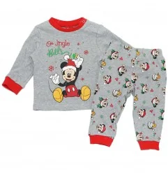 Disney Baby Mickey Mouse Βρεφική Χριστουγεννιάτικη Πιτζάμα "Oh Jingle Bells" (HU0329 grey) - Χριστουγεννιάτικα