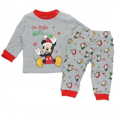 Disney Baby Mickey Mouse Βρεφική Χριστουγεννιάτικη Πιτζάμα "Oh Jingle Bells" (HU0329 grey) - Χριστουγεννιάτικα