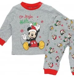 Disney Baby Mickey Mouse Βρεφική Χριστουγεννιάτικη Πιτζάμα "Oh Jingle Bells" (HU0329 grey)
