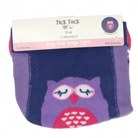 Βρεφικό Καλσόν "Sweet Owl" - Μωβ με Πολύχρωμες Ρίγες & Σχέδιο στην Πίσω Πλευρά (45B146Α)