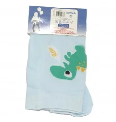 Βρεφικό Καλσόν Soft Touch "Dino-Friends" - Σιέλ με Πολύχρωμους Δεινοσαύρους & Αντιολισθητικό Πέλμα (T154G)