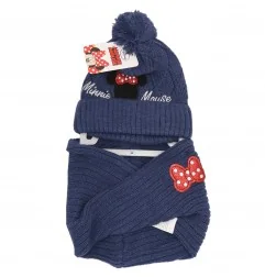 Disney Minnie Mouse Χειμωνιάτικο Σετ Σκουφάκι, κασκόλ λαιμό (HS4052NAVY) - Σκούφοι-Γάντια -Κασκόλ