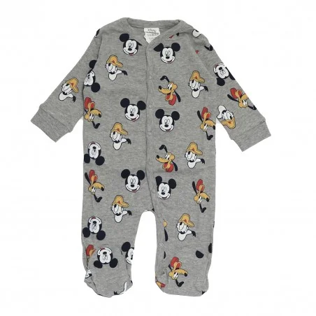 Disney Baby Mickey Mouse & Friends Βρεφικό Ολόσωμο Φορμάκι - Γκρι (ARJ165343) - Φορμάκια εποχικά (βαμβακερά)