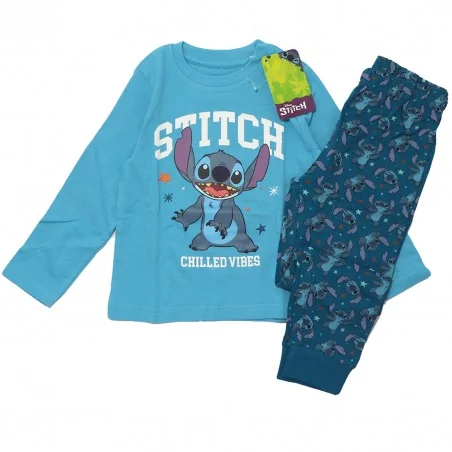 Disney Lilo & Stitch Παιδική βαμβακερή Πιτζάμα (DIS LIS 52 04 B886 BLUE) - Χειμωνιάτικες / εποχιακές πιτζάμες