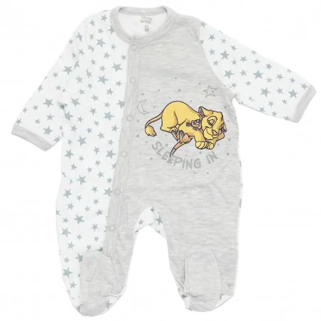 Disney Baby Lion King: Βρεφικό Βαμβακερό Φορμάκι με Αστεράκια & Σχέδιο Simba - Γκρι Μελανζέ (DIS KL 51 05 A094 Grey) - Φορμάκ...