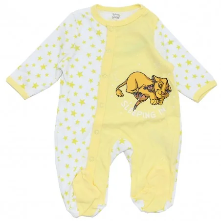 Disney Baby Lion King: Βρεφικό Βαμβακερό Φορμάκι "Sleeping In" με Αστέρια - Κίτρινο (DIS KL 51 05 A094 Yellow) - Φορμάκια επο...
