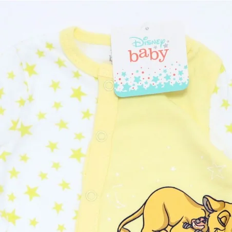 Disney Baby Lion King: Βρεφικό Βαμβακερό Φορμάκι "Sleeping In" με Αστέρια - Κίτρινο (DIS KL 51 05 A094 Yellow)