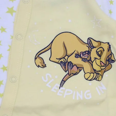 Disney Baby Lion King: Βρεφικό Βαμβακερό Φορμάκι "Sleeping In" με Αστέρια - Κίτρινο (DIS KL 51 05 A094 Yellow)