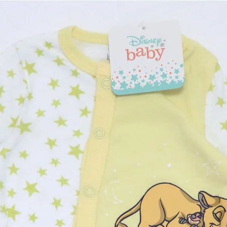 Disney Baby Lion King: Βρεφικό Βαμβακερό Φορμάκι "Sleeping In" με Αστέρια - Κίτρινο (DIS KL 51 05 A094 Yellow)