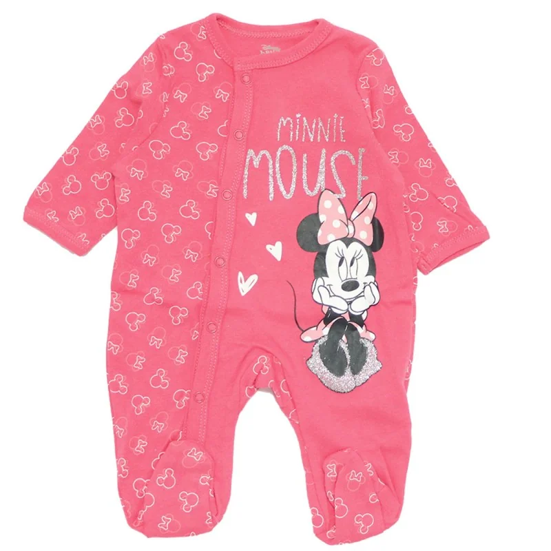 Disney Baby Βρεφικό Βαμβακερό Φορμάκι Minnie Mouse με All-over Print & Πλάγιο Κούμπωμα (DIS BP 51 05 A098 Fux)