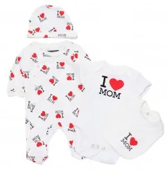 Mini Mome Βρεφικό Βαμβακερό Σετ 4 Τεμαχίων "I Love Mom"(51 12 3215) - Σετ ενδυμάτων