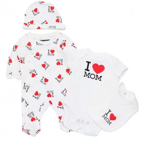 Mini Mome βρεφικό βαμβακερό Σετ Φορμάκι -Ζιπουνάκι με Αξεσουάρ-4τεμ. I Love Mom (51 12 3215) - Σετ ενδυμάτων