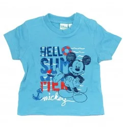 Disney Baby Βρεφικό Κοντομάνικο Μπλουζάκι Mickey Mouse "Hello Summer" – Σιέλ (SE0182) - Κοντομάνικα μπλουζάκια