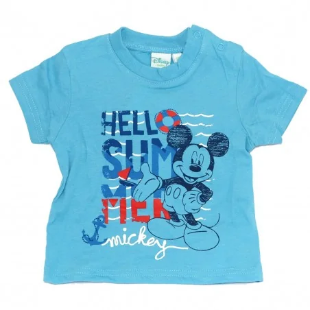 Disney Baby Βρεφικό Κοντομάνικο Μπλουζάκι Mickey Mouse "Hello Summer" – Σιέλ (SE0182)