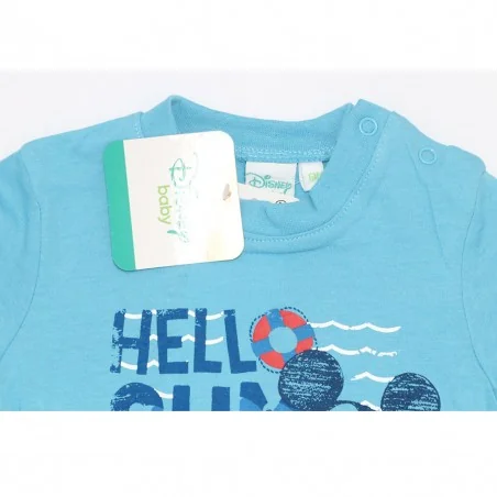 Disney Baby Βρεφικό Κοντομάνικο Μπλουζάκι Mickey Mouse "Hello Summer" – Σιέλ (SE0182)