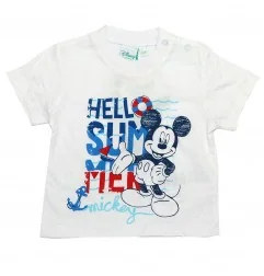 Disney Baby Βρεφικό Κοντομάνικο Μπλουζάκι Mickey Mouse "Hello Summer" – Λευκό (SE0182 White) - Κοντομάνικα μπλουζάκια