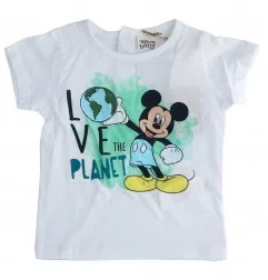 Disney Baby Mickey Mouse Κοντομάνικο Μπλουζάκι Για αγόρια -οργανικό βαμβάκι(UE0058 WHITE) - Κοντομάνικα μπλουζάκια