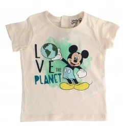 Disney Baby Mickey Mouse Κοντομάνικο Μπλουζάκι Για αγόρια -οργανικό βαμβάκι(UE0058 ECRU) - Κοντομάνικα μπλουζάκια