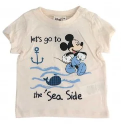 Disney Baby Mickey Mouse Κοντομάνικο Μπλουζάκι Για αγόρια -οργανικό βαμβάκι(UE0034 ECRU) - Κοντομάνικα μπλουζάκια