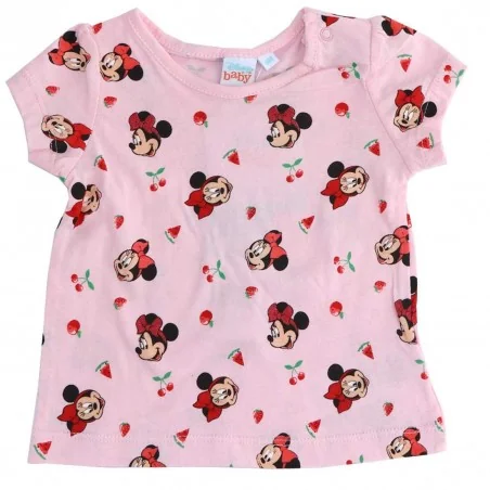Disney Baby Βρεφικό Κοντομάνικο Μπλουζάκι Minnie Mouse – Ροζ με Fruit Print(UE0040 PINK) - Κοντομάνικα μπλουζάκια