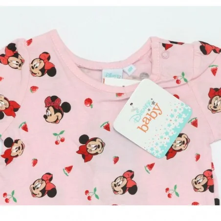 Disney Baby Βρεφικό Κοντομάνικο Μπλουζάκι Minnie Mouse – Ροζ με Fruit Print(UE0040 PINK)